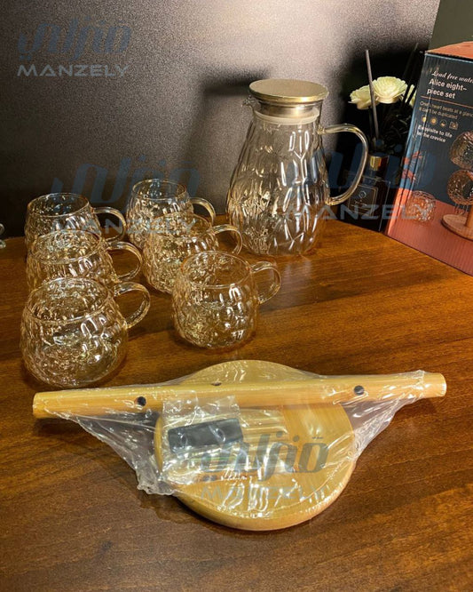 طقم تقديم بابلز عسلى بحامل خشبى