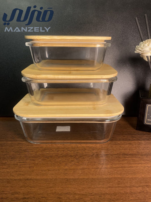 Pyrex round refrigerator container set with wooden lid