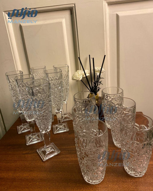 طقم منقرش كراكل كامل شوبات وكاسات