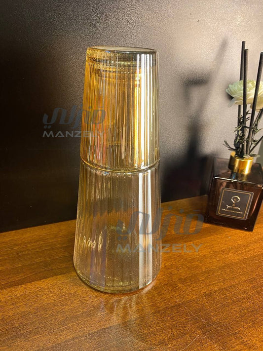 Imported bottle with a honey-colored, striped cup, 1 liter