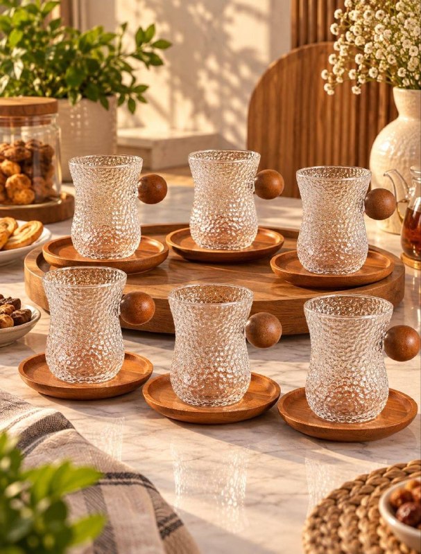 طقم استكانة منقرش
