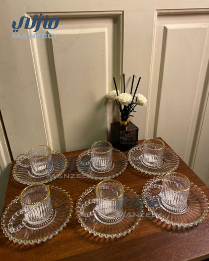 طقم قهوه بابلز إطار جولد بالطبق