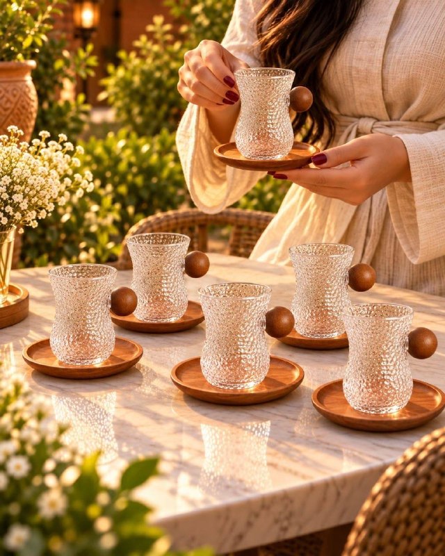 طقم استكانة منقرش