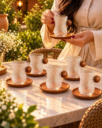 طقم استكانة منقرش