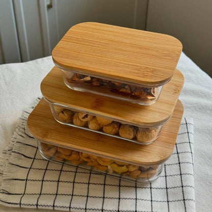 Pyrex round refrigerator container set with wooden lid