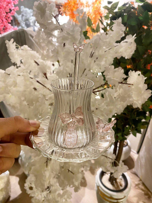 طقم مجات استكانه فراشه بطبق ومعلقه مستورد