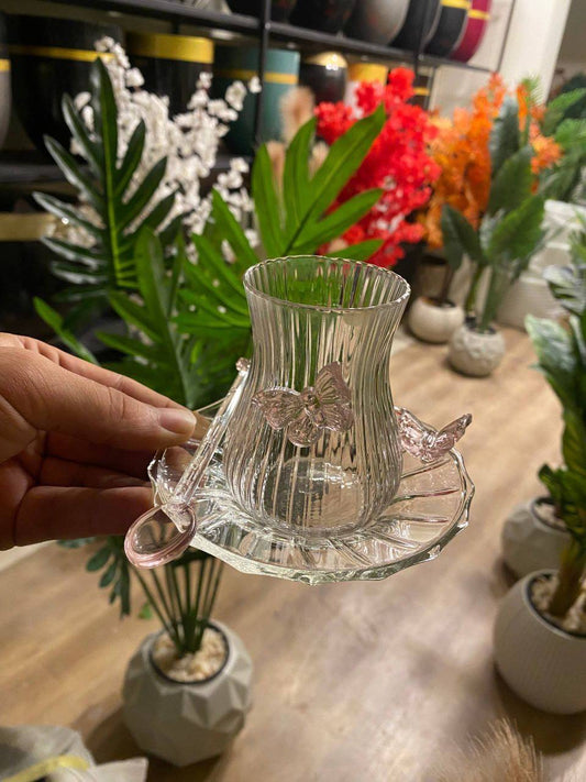 طقم مجات استكانه فراشه بطبق ومعلقه مستورد