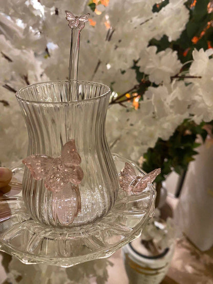 طقم مجات استكانه فراشه بطبق ومعلقه مستورد