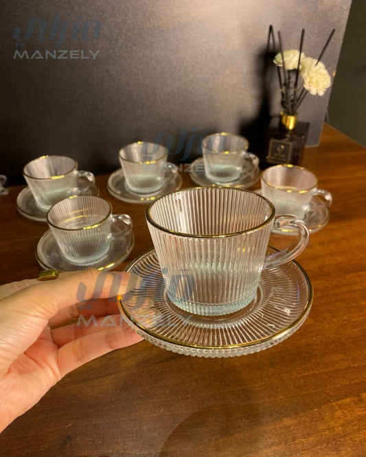 طقم قهوة لوريتا جولد بالطبق مستورد