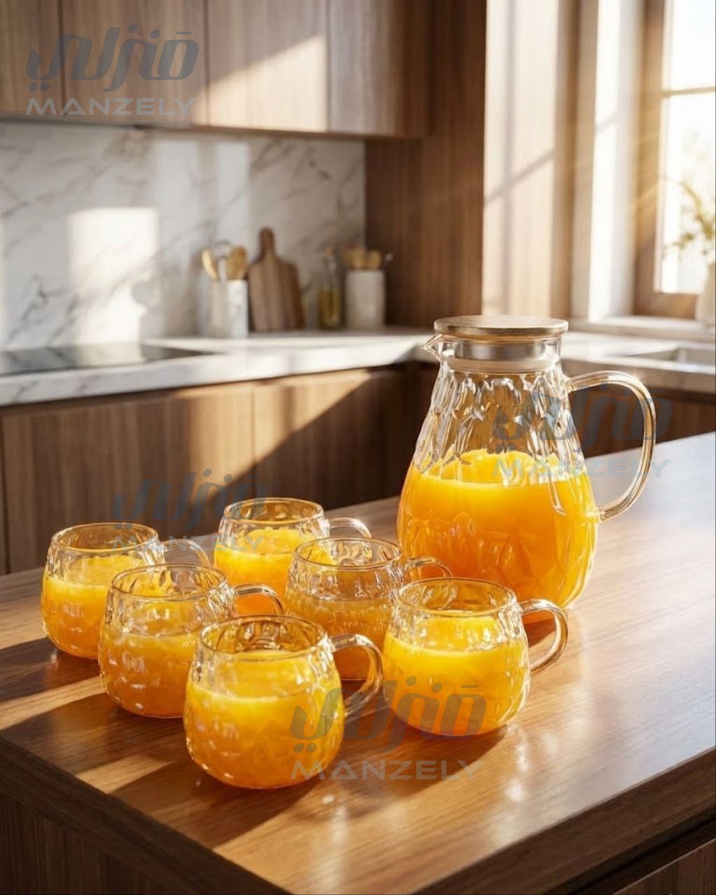 طقم تقديم بابلز عسلى بحامل خشبى