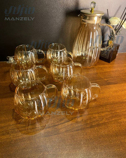 طقم تقديم بومبيه عسلي مستورد