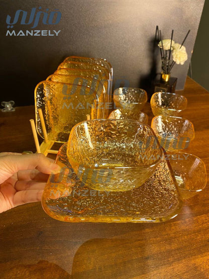 طقم خشاف مستورد عسلي بطبق