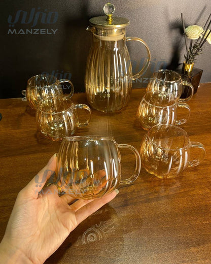 طقم تقديم بومبيه عسلي مستورد