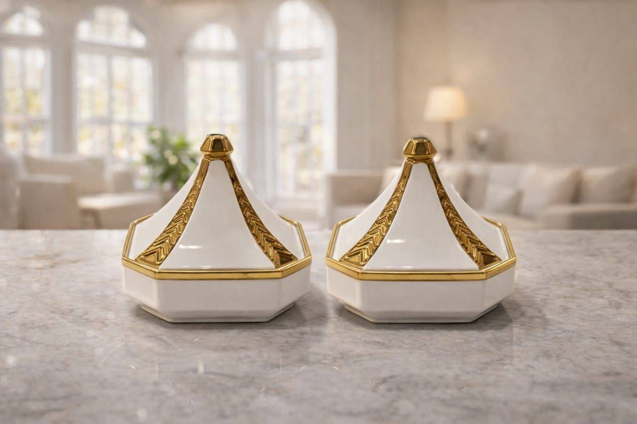 تمريه بورسلين بحواف ذهبيه مستورده