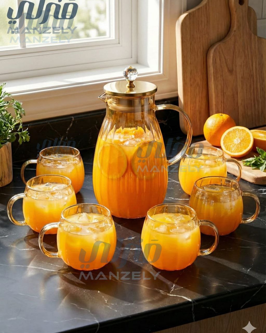 طقم تقديم بومبيه عسلي مستورد