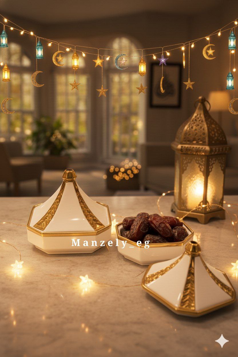 تمريه بورسلين بحواف ذهبيه مستورده