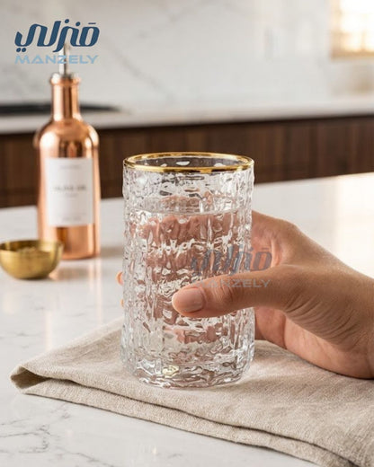 طقم كوب محجر حرف جولد