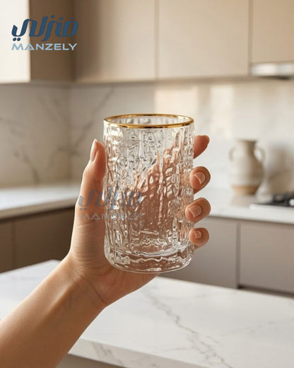 طقم كوب محجر حرف جولد