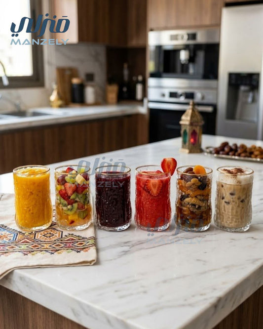 طقم كوب محجر حرف جولد