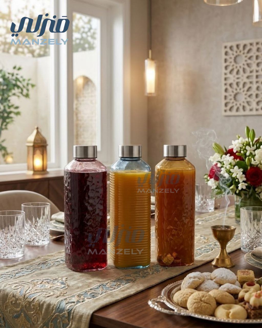 زجاجة زجاج مستوردة بغطاء استانلس