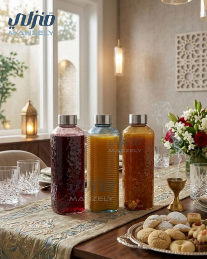 زجاجة زجاج مستوردة بغطاء استانلس