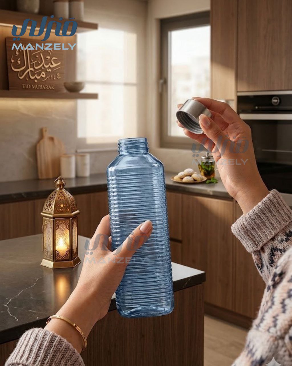 زجاجة زجاج مستوردة بغطاء استانلس