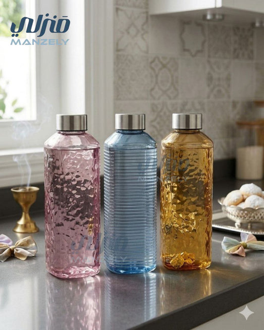 زجاجة زجاج مستوردة بغطاء استانلس