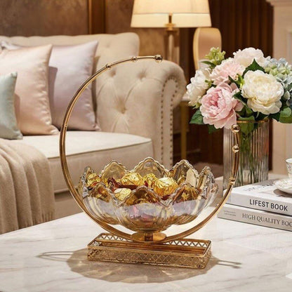 طبق شيالة زجاج ورد هلالي مستورد