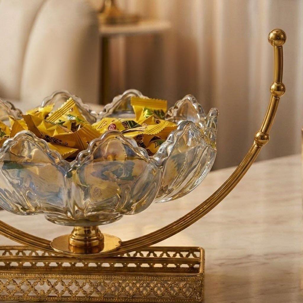 طبق شيالة زجاج ورد هلالي مستورد