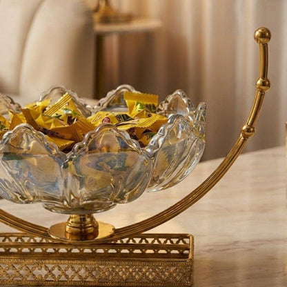 طبق شيالة زجاج ورد هلالي مستورد