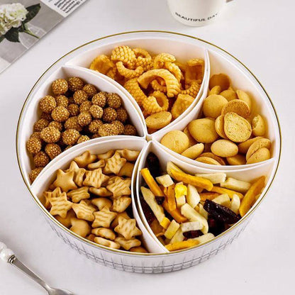 طبق تقديم حلويات مضلع بيد شبيه للجلد