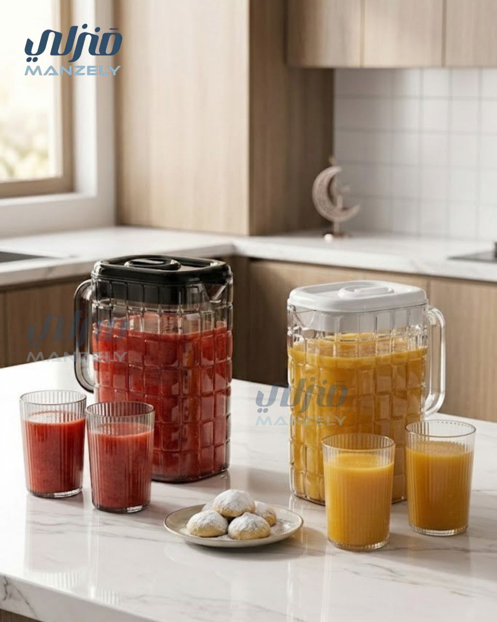 طقم دورق مربعات اكريليك و 2 شوب