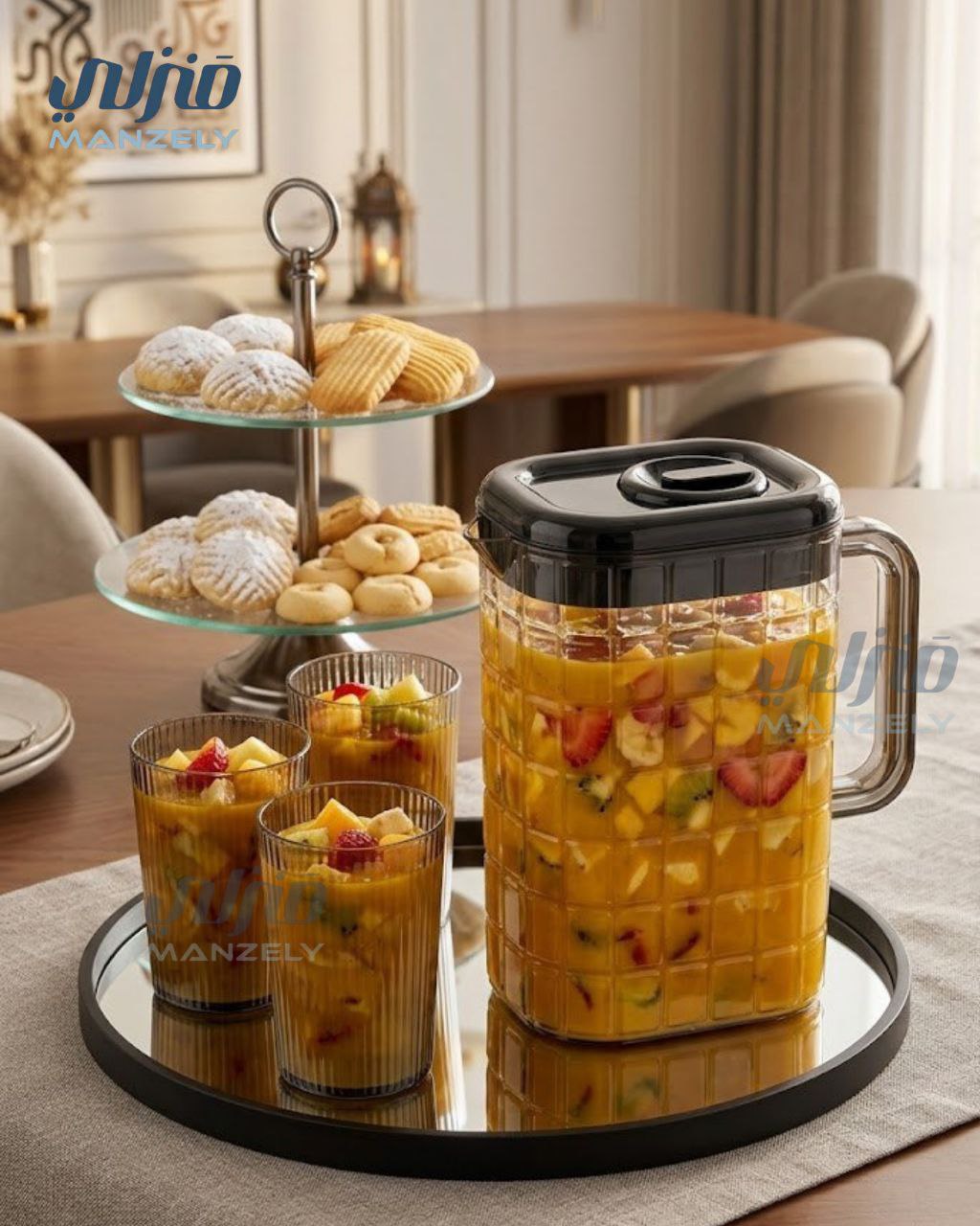 طقم دورق مربعات اكريليك و 2 شوب