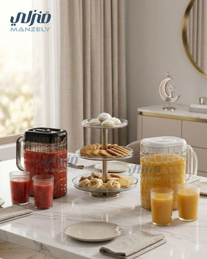 طقم دورق مربعات اكريليك و 2 شوب