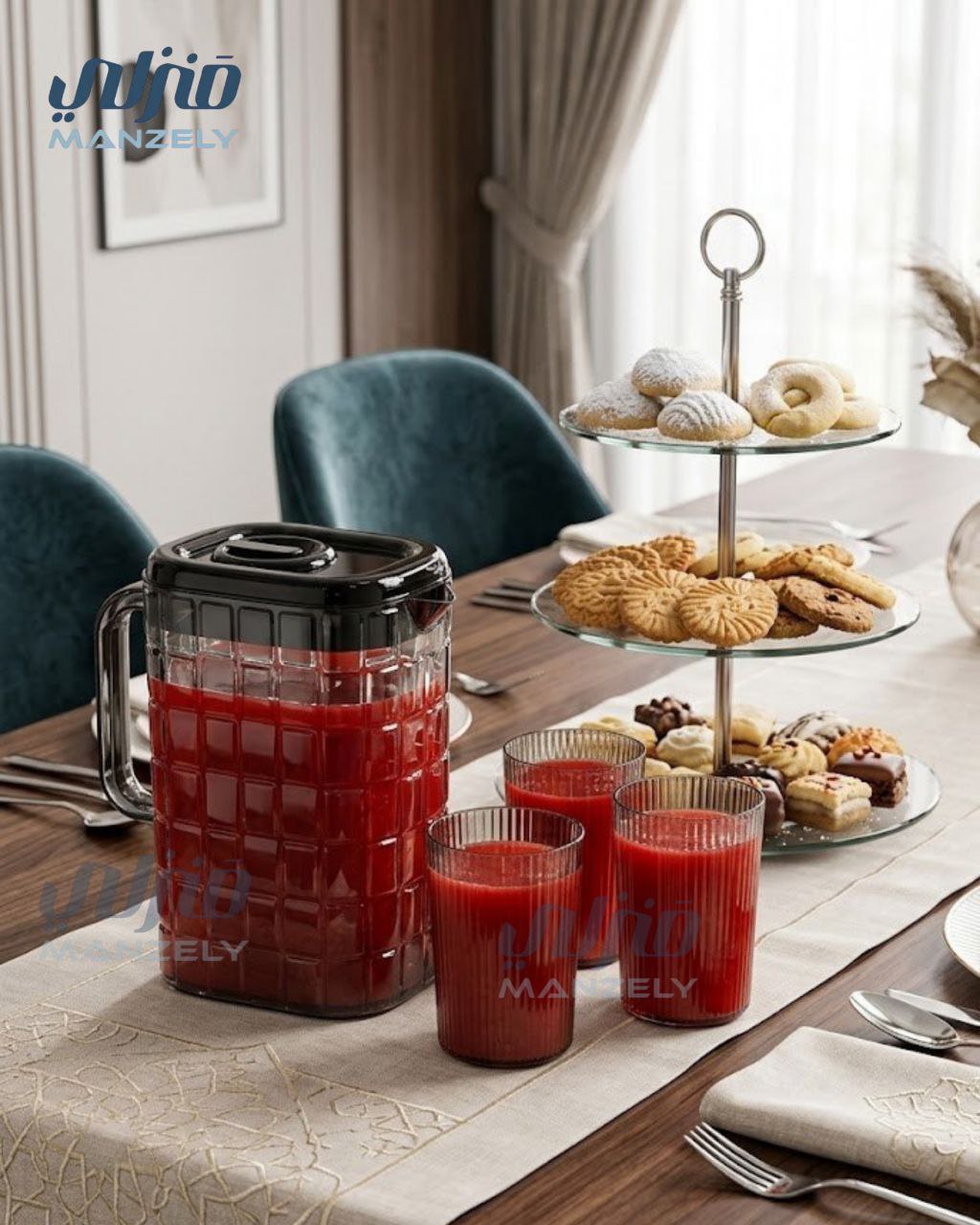 طقم دورق مربعات اكريليك و 2 شوب