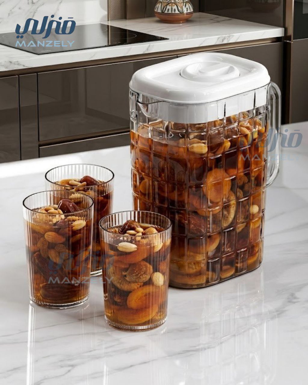 طقم دورق مربعات اكريليك و 2 شوب