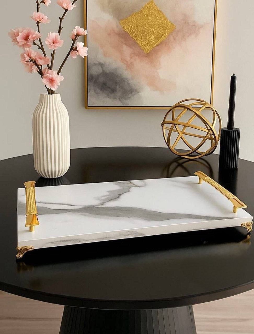 طقم ضيافه شاى بصينيه رخامي 8 قطع