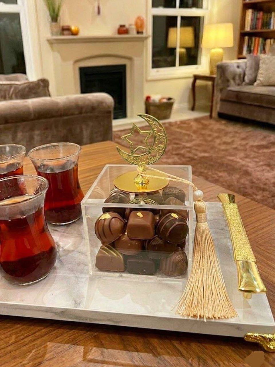 طقم ضيافه شاى بصينيه رخامي 8 قطع