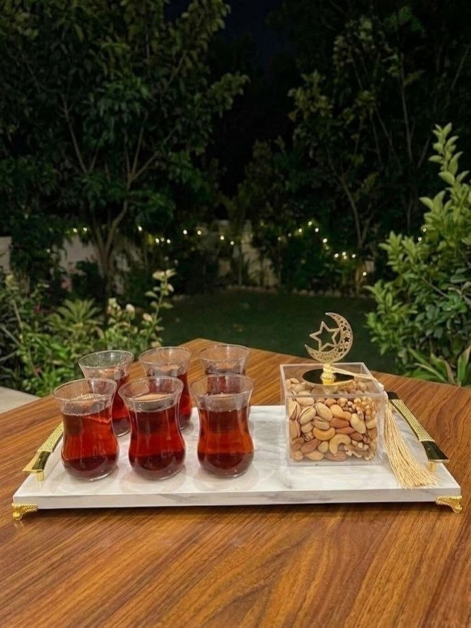 طقم ضيافه شاى بصينيه رخامي 8 قطع