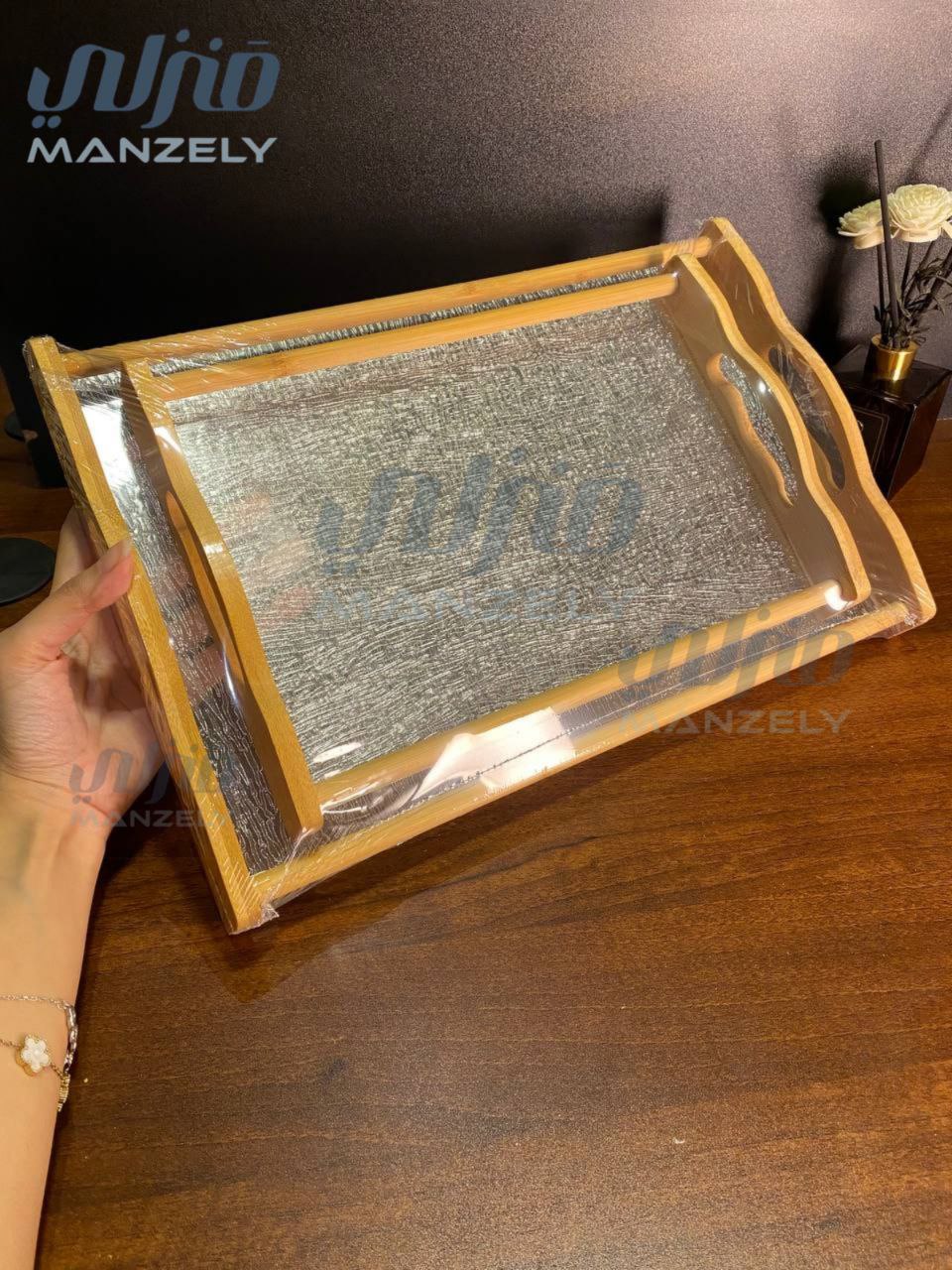 طقم صواني مستورد خشب * اكريليك