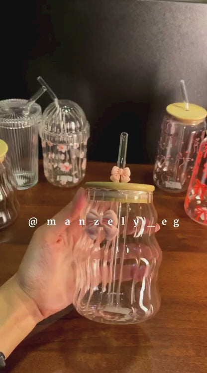 مج أمواج بغطاء مخطط فيونكة