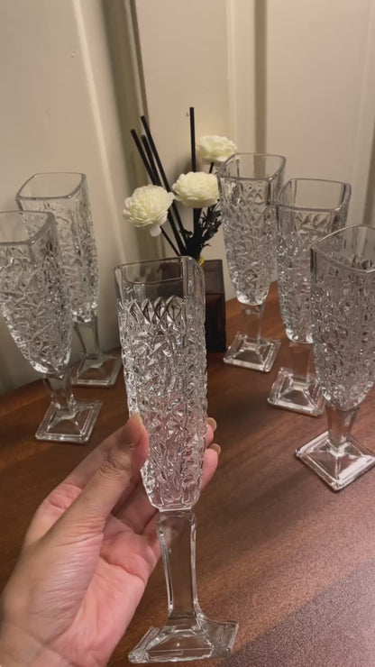 كاس مربع منقرش 130مللى 6 قطع