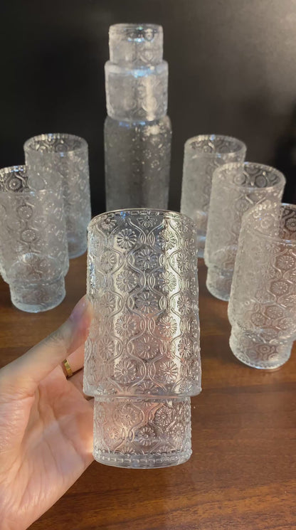 Damascus-style bottle and coffee set, 8 pieces