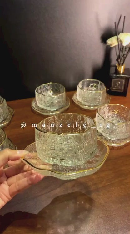 طقم خشاف هندسي معرج بأطار جولد