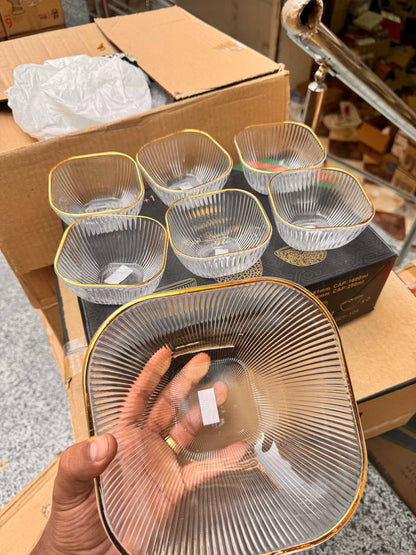 طقم خشاف مستورد بإطار مدهب 7 قطع