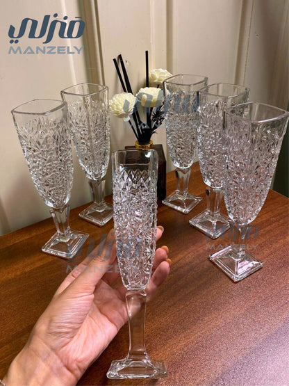 كاس مربع منقرش 130مللى 6 قطع