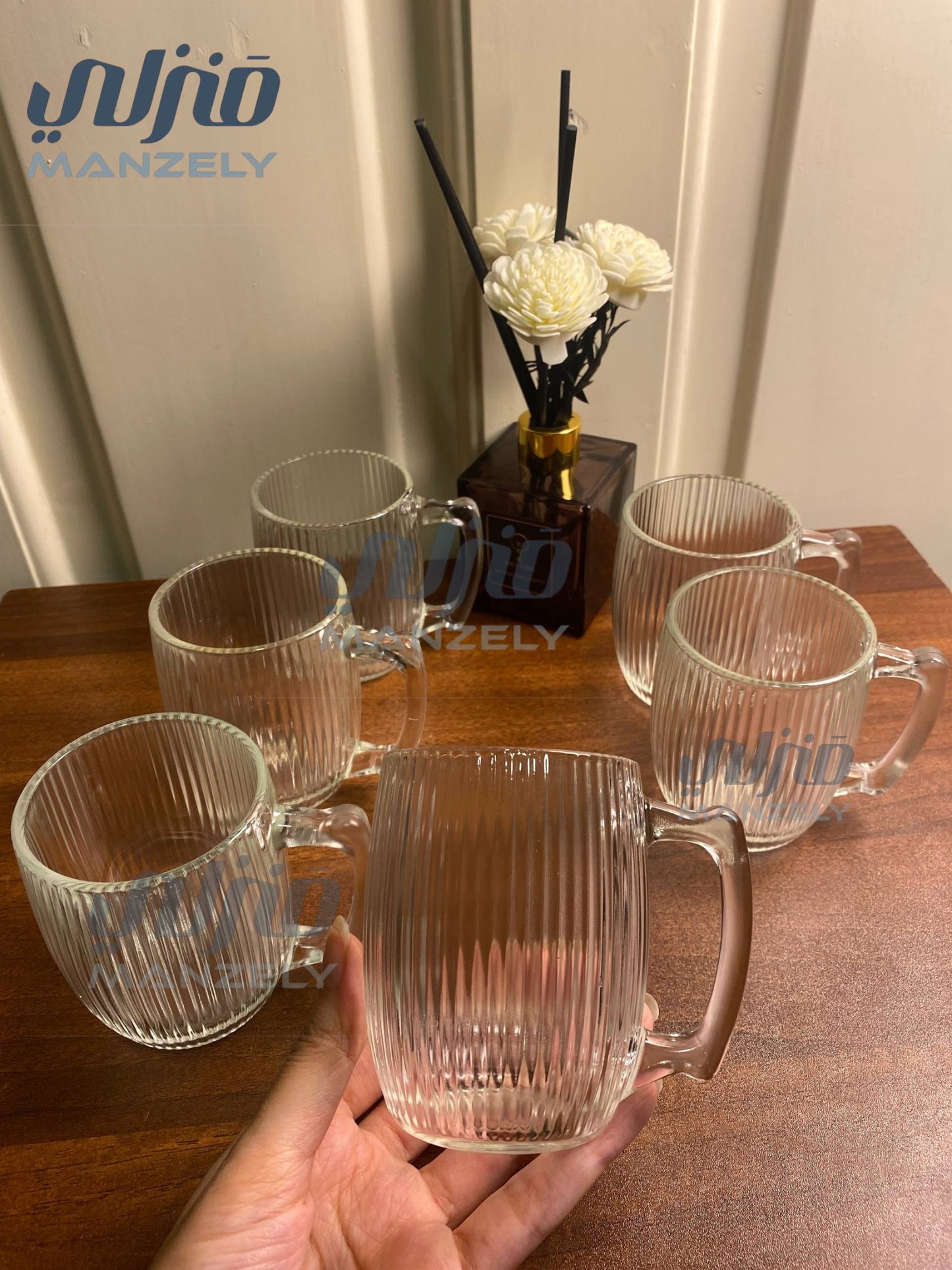 طقم شاى مضلع250 مللى 6 قطع