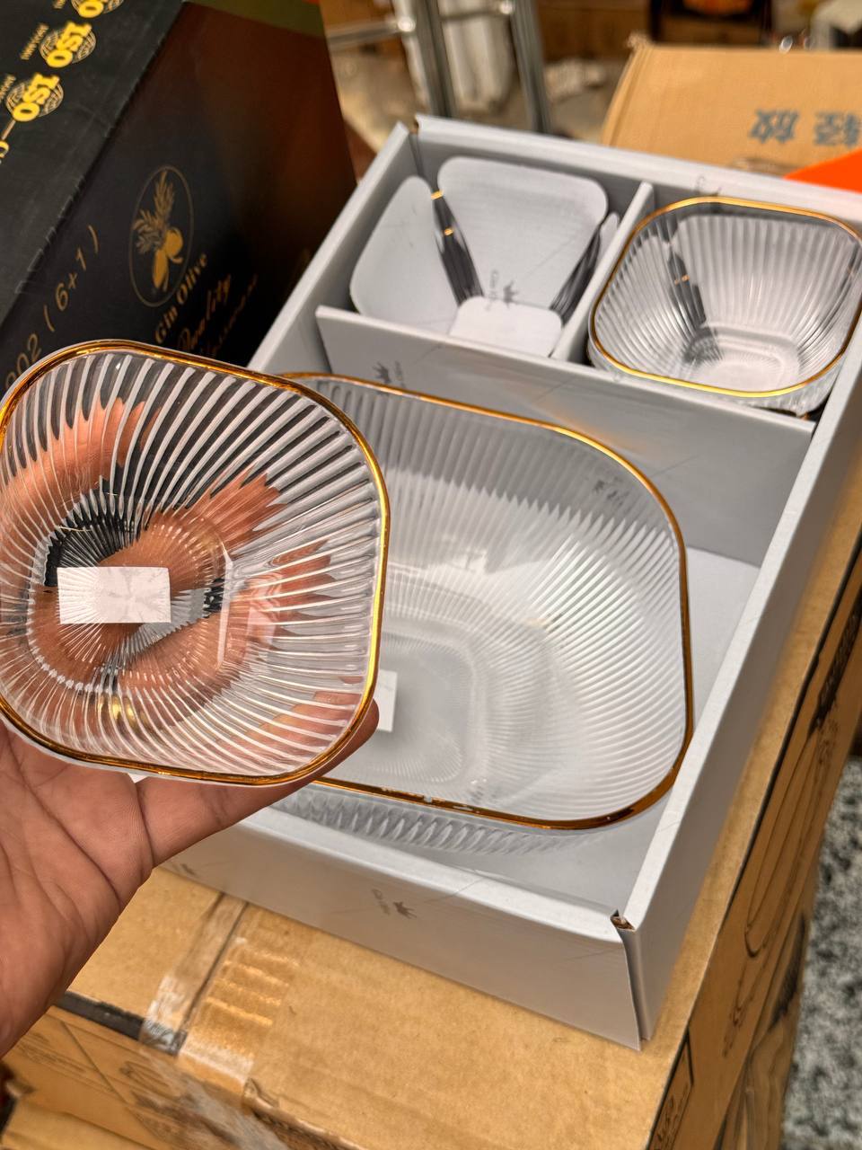 طقم خشاف مستورد بإطار مدهب 7 قطع