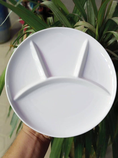 طبق بورسلين متقسم ابيض مستورد