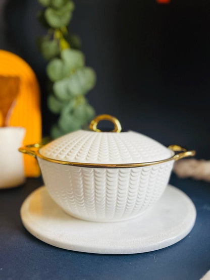 طاجن بورسلين حرارى مستورد بحواف جولد